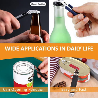 3 Pack Magnetic Bottle Openers Stainless Steel Flat Bottle Opener, Solid and Beer Openers Small Bottle Opener Can Tapper with Magnet for Camping and Traveling3