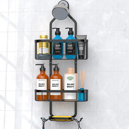 Shower Caddy Hanging, Bathroom Shower Rack, Bathroom Organizer with Soap Dish, over the Showerhead Caddy with Hooks for Razor/Sponge, Black7