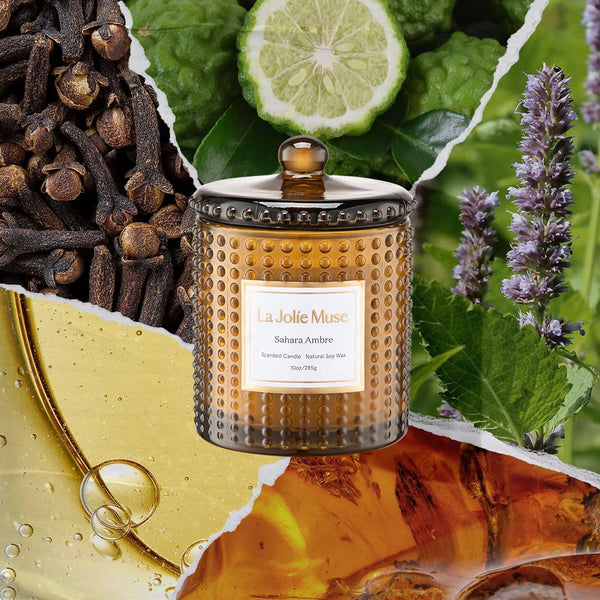 Sahara Amber Scented Candles for Home, Natural Soy Wax 55 Hrs2