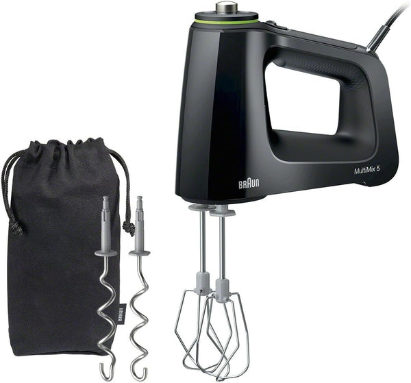 Braun Multimix 5 Hand Mixer, 350W Electric Mixer with Smartmix Technology, 9-Speed + Turbo, Multiwhisk & Dough Hooks, Lightweight Soft-Grip Design, Black1