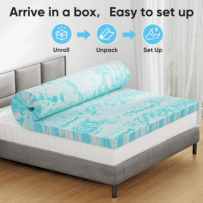 3 Inch Full Memory Foam Mattress Topper, Gel Foam Mattress Topper for Pressure Relief, Ventilated Design Bed Topper in a Box, Certipur-Us Certified | Gel Memory Foam Relieves Pressure, Ventilated Design Keeps Cool. Fits Full Size, Certipur-Us Certified, Comes in a Box.5