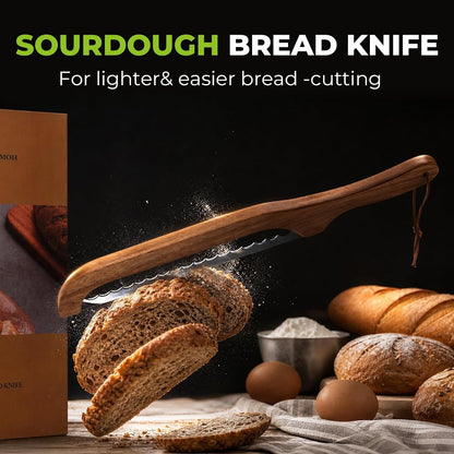 Sourdough Bread Knife,Bread Slicer for Homemade,Even Slicing | 15.7" Bread Slicer for Homemade Bread, Baguettes and More Cuts Thin,Bow Design Easy to Cutting Even Slices3