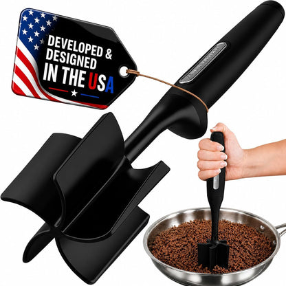 Ground Meat Chopper Tool – 5-Blade Nylon Meat Chopper for Ground Beef, Non-Toxic Food Safe Meat Masher & Breaker, Heat Resistant to 180°C, Dishwasher Safe – Black1