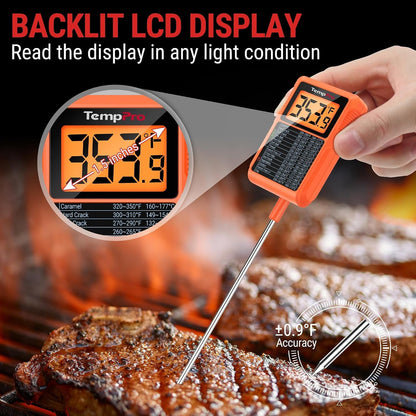Tempdip 1 Sec Digital Candy Thermometer with Pot Clip & 10" Probe | Waterproof Instant Read Deep Fryer Oil Thermometer, Cooking Meat Thermometer for Liquids, Grilling (Previously Thermopro)4