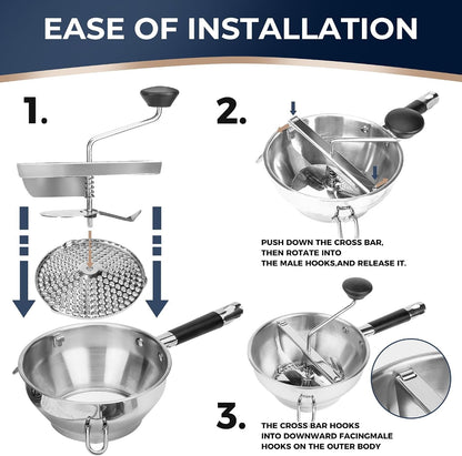 Stainless Steel Food Mills with 3 Milling Discs,Ergonomic Design of Rotary Food Mills for Tomato Sauce,Potatoes,Jams with Silicone Handle Dishwasher Safe, Multifunctional Spoon,Orange5