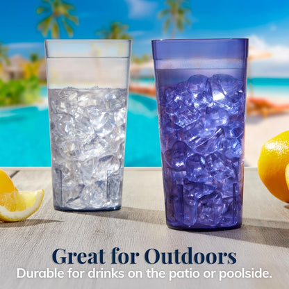 Cafe Plastic Reusable Tumblers (Set of 16) 20-Ounce Water Cups Coastal Colors | Restaurant Style Drinking Glasses Value Set, Stackable, Bpa-Free, Made in the USA | Top-Rack Dishwasher Safe7