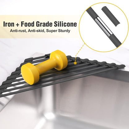 Triangle Roll up Dish Drying Rack with Silicone Coating, Black3