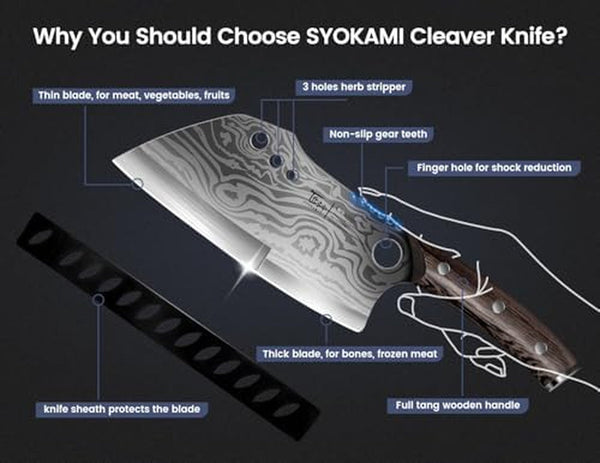 Fillet Knife 7.2 Inch+Meat Cleaver Chef Knife 7.7 Inch7