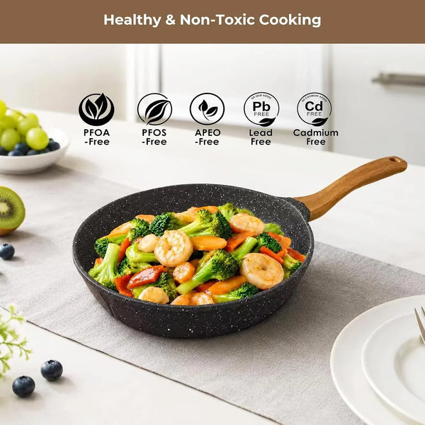 Kitchen Nonstick Cookware 3 Piece Omelette Pan Skillet Set, Nonstick Die-Cast Deep Frying Pans Set with Induction Bottom, 8, 9.5 & 11 Inches Frying Pans with Stay Cool Handles, PFOA Free3