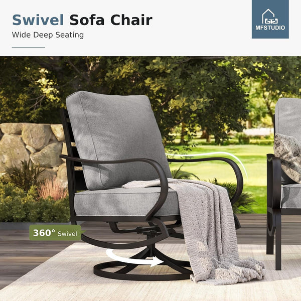 5 Piece Metal Patio Furniture Set with Gray Cushions3
