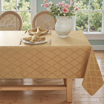 Fall Tablecloth Rectangle, Jacquard, 52" X 70", Gold3