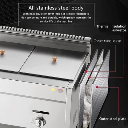 Professional Lpg Gas Fryer,Commercial Lgp Fryer,Thick Stainless Steel Fryer with Baskets and Lids,Adjustable Firepower and Temperature Contro,For Home and Commercial Tripcans2