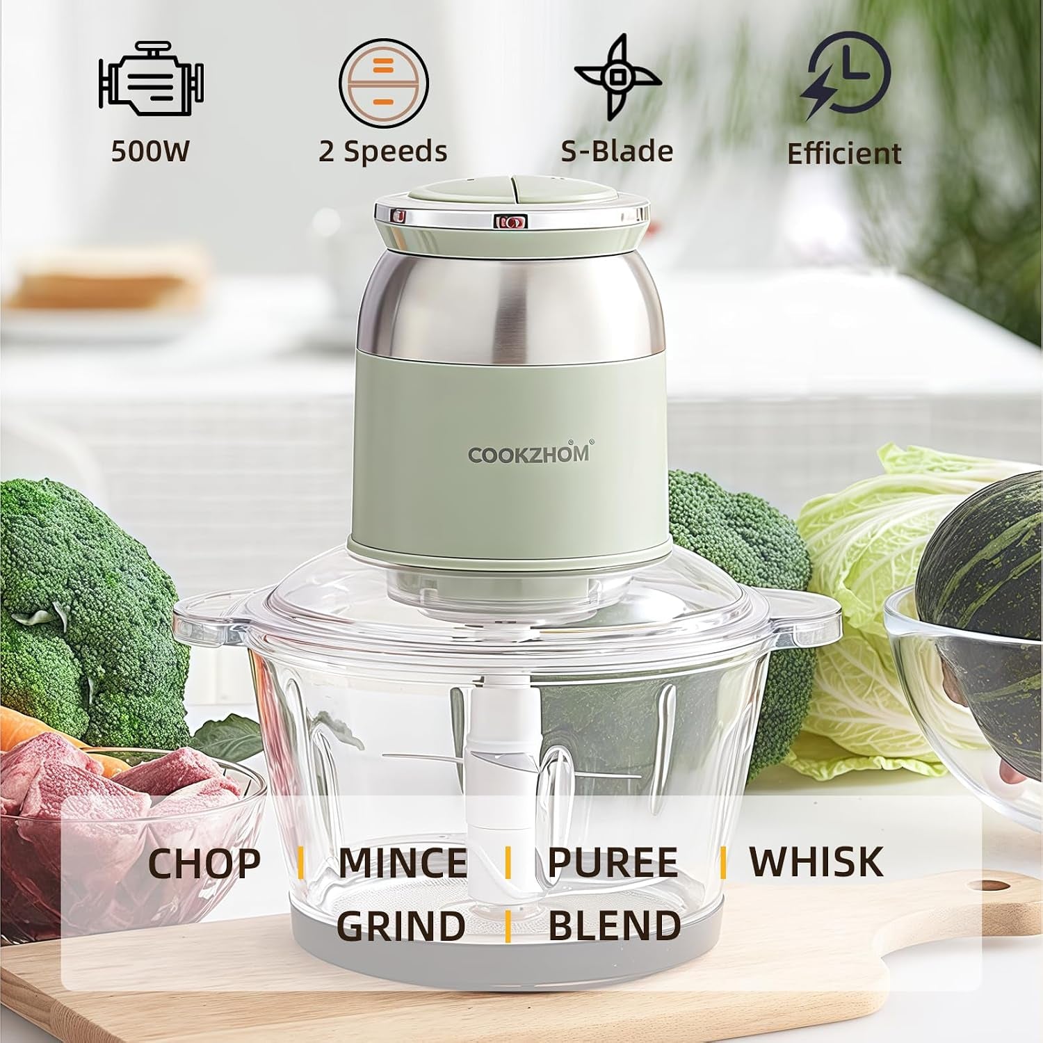 green-food-processor-500w-electric-meat-grinder-with-8-cup-glass-bowl-and-4-sharp-blades-food-chopper-vegetable-chopper-for-home-use-meat-processor-vegetables-fruits-and-nuts