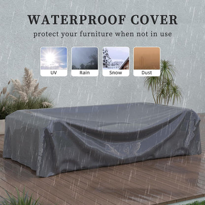 Patio Furniture Set, 5 Pieces Outdoor Conversation Sets with Rocking Swivel Chairs, Wicker Rattan Outdoor Sofa Set with Storage Table and Waterproof Covers for Backyard, Deck, Porch, Khaki9