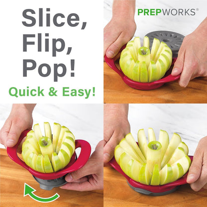 Prepworks Apple Slicer and Corer, Attached Safety Cover, Cuts 16 Thin Apple Slices, Red | Quickly Slices and Cores Apples into 16 Even Slices, Stainless Steel Blades, Dishwasher Safe4