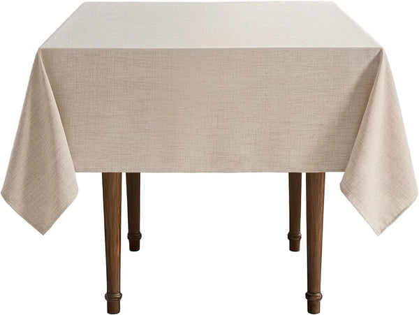 Linen Textured 54 Inch Square Tablecloth Ivory8