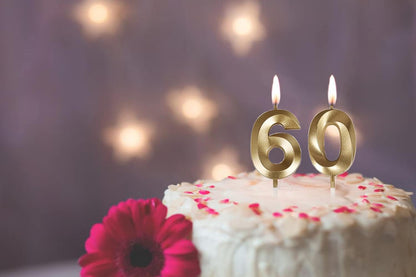 60Th Birthday Candles,Gold Number 60 Cake Topper for Birthday Decorations Party Decoration5