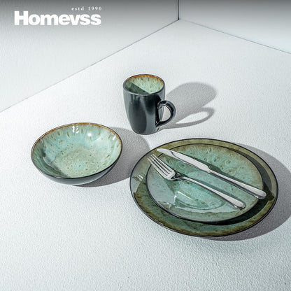 Stoneware Dinner Set Reactive Glaze (16Pc Set, Java Green)4