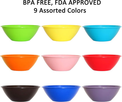 9 Pack 3000ML Re-Usable Plastic Mixing and Serving Bowls, Popcorn Bowls, Salad Bowls, Chip and Dip Serving Bowls, in 9 Colors (Rainbow)3
