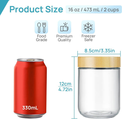 6 Pack 16Oz Glass Overnight Oats Containers with Bamboo Lids2