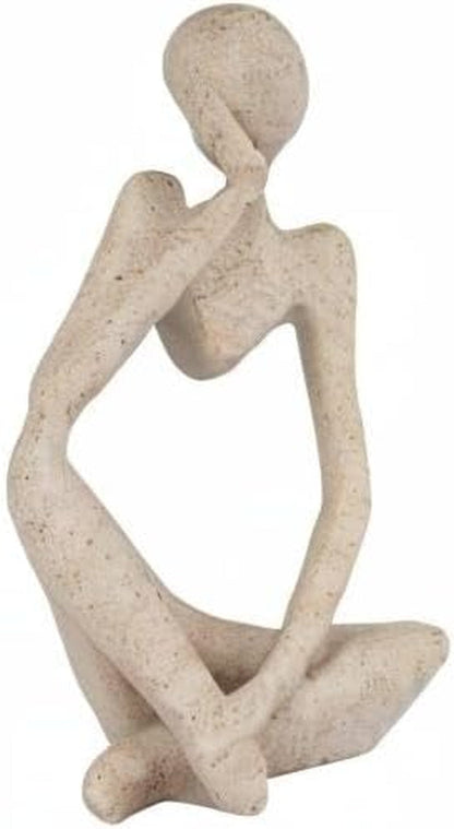 Sandstone Resin Thinker Statue Style Abstract Sculpture, Sandstone, Left | Small Statue Collectible Figurines, Modern Aesthetic Ornament for Home Office Bookshelf Desktop Coffee Table Decor8