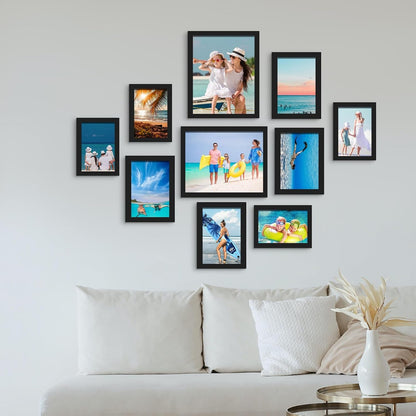 10 Pack Picture Frames Collage Wall Decor, Gallery Wall Frame Set for Tabletop or Wall Mounting Display, Multi Size with Two 8X10, Four 5X7, and Four 4X6 Photo Frames, Black2