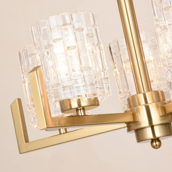 19.3" Dining Room Chandeliers, Brushed Brass Contemporary Coastal Lighting Fixture for Kitchen, Bedroom, Entryway, ETL Listed, AL2218-H56