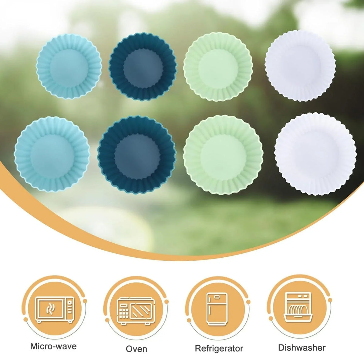 silicone-baking-muffin-cups-12-pack-reusable-cupcake-liners-cake-molds-bpa-free-dishwasher-safewhite-green-navy-dusty-blue-silicone-material-non-stick-round-bpa-free-dishwasher-safe-orange-colors