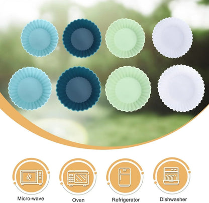 Silicone Baking Muffin Cups 12 Pack, Reusable Cupcake Liners Cake Molds, BPA Free, Dishwasher Safe(White, Green, Navy, Dusty Blue) | Silicone Material, Non-Stick, Round, BPA Free, Dishwasher Safe, Orange Colors4