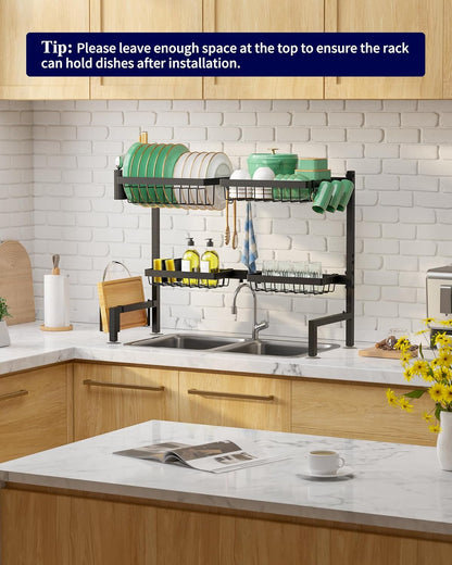 Adjustable over the Sink Dish Drying Rack, 26.8" -33.9"X21.5"9