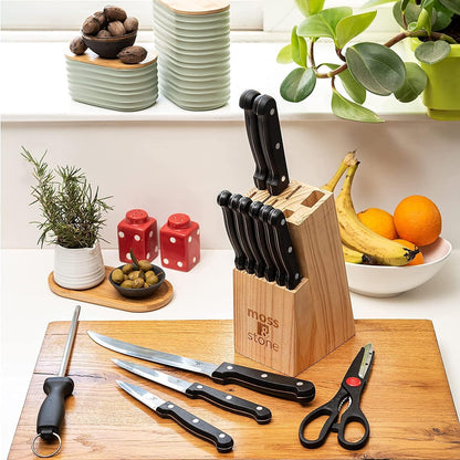 14 Pcs Kitchen Knife Set with Block, Stainless Steel | Premium Forged Kitchen Knives with High-Carbon Sharp Blades, Ergonomic Handle, Rust-Resistant Knife Block Set for Home & Chef8