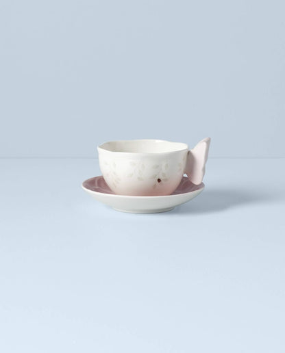 Butterfly Meadow Figural Cup and Saucer Set, Pink3