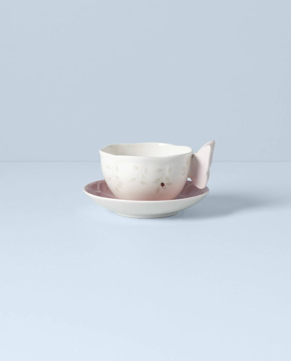 Butterfly Meadow Figural Cup and Saucer Set, Pink3