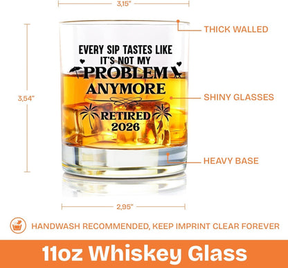Retirement Gifts for Men 2026 - Coworker Leaving, Goodbye Gift, Farewell Gifts for Coworkers, Friends, Dad, Grandpa - Retirement Gift for Men from Friend, Family, Colleague - Whiskey Glass2