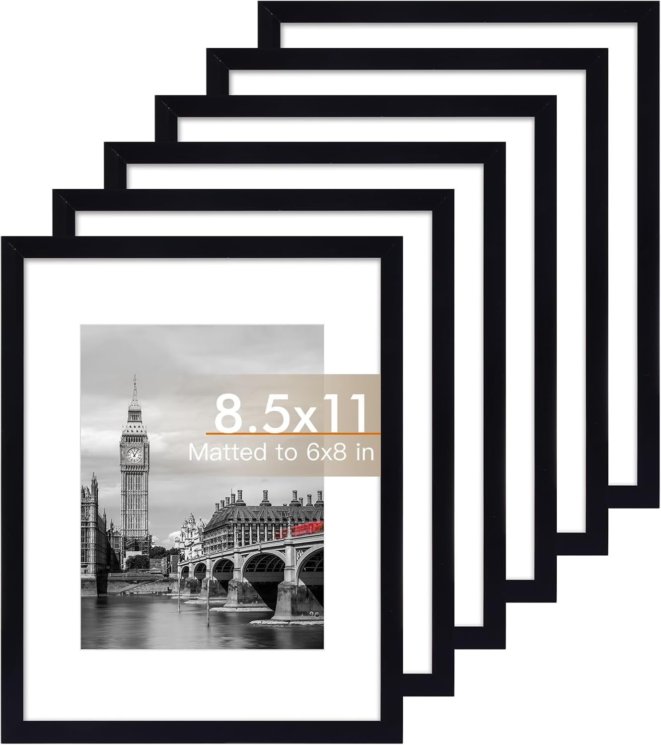 8-5x11-picture-frame-set-of-6-with-plastic-cover-pvc-black
