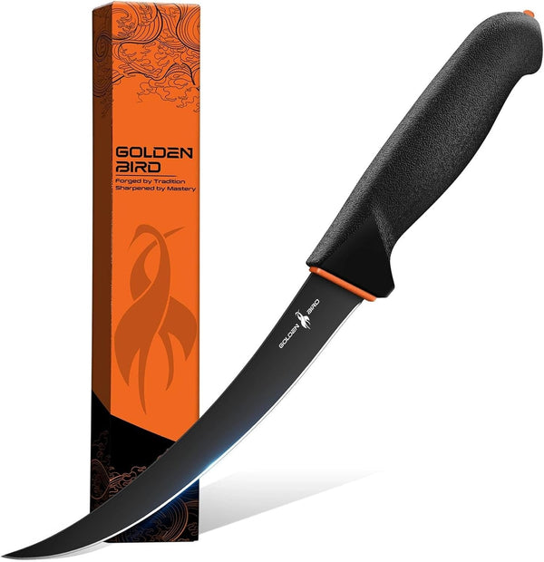 6 Inch Curved Boning Knife for Meat Cutting with Non‑Slip Grip1