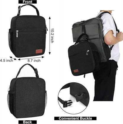 Lunch Box for Men & Women Durable Lunch Bag for Work & Adults Reusable Insulated Small Lunchbox Black2