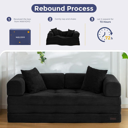 Convertible Sofa Bed, Floor Sofa Couch with L-Shaped Backrest8