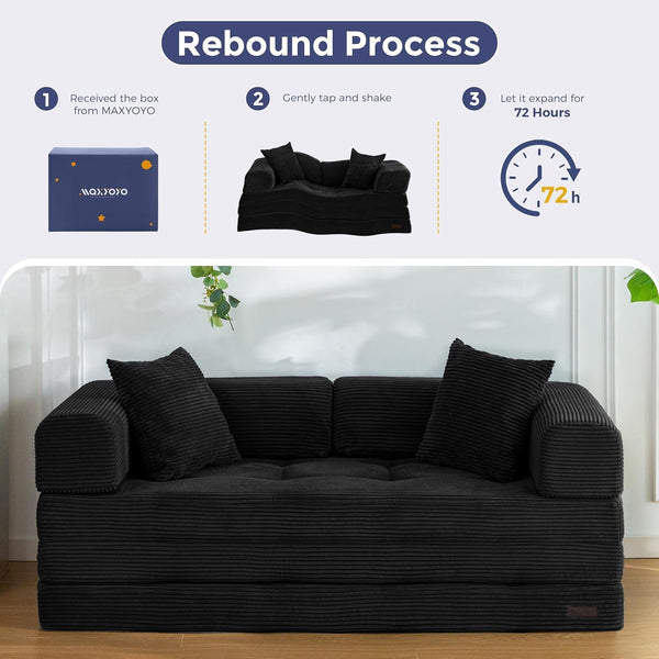 Convertible Sofa Bed, Floor Sofa Couch with L-Shaped Backrest8