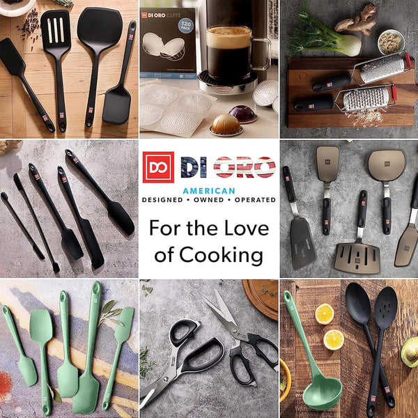 DI ORO Silicone Turner Spatula Set - 600F Heat Resistant, 4-Pc Black8