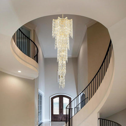 79" Large High Ceiling Chandelier, 21-Light Gold Long Staircase Chandeliers Luxury Foyer Chandelier Top K9 Crystal Tiered Ceiling Light Fixture for Staircase Entryway Hallway Living Room6