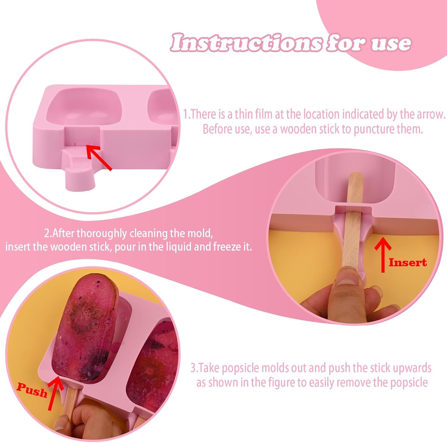 popsicle-silicone-molds-set-2-pcs-ice-cream-moldstandard-size-pink-with-50-wooden-sticks-for-cake-pop-ice-pop-cakesicles
