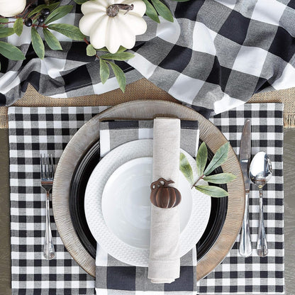 Buffalo Check Collection, Classic Farmhouse Table Runner, 14X108, Black & White7