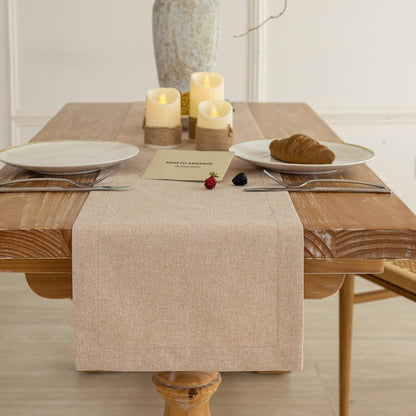 Deep Beige Rustic Table Runner 72 Inches Dining Table Decors4