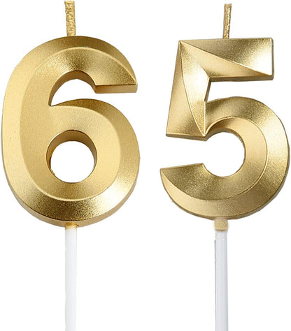 65Th Birthday Decorations for Women Men,Gold 65 & 56 Birthday Candles1