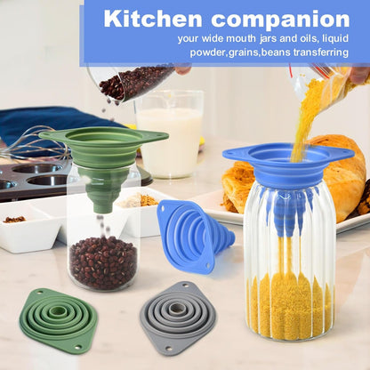 Kitchen Funnel Set 3 Pack,Funnels for Kitchen Use Filling Bottles,Silicone Funnel Collapsible,Small Funnels for Filling Small Bottles2