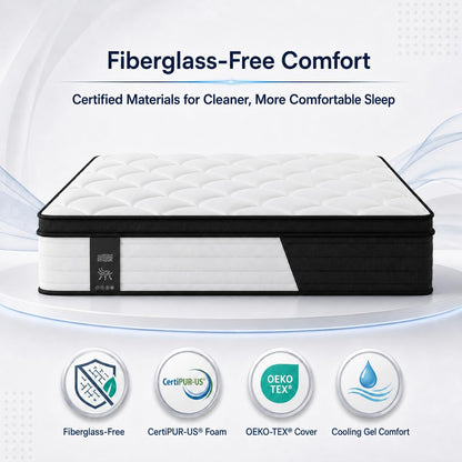Twin 10 Inch Black and White Hybrid Mattress in a Box, Medium Feel Mattress with Cooling Gel Memory Foam, Latex and Pocket Springs7