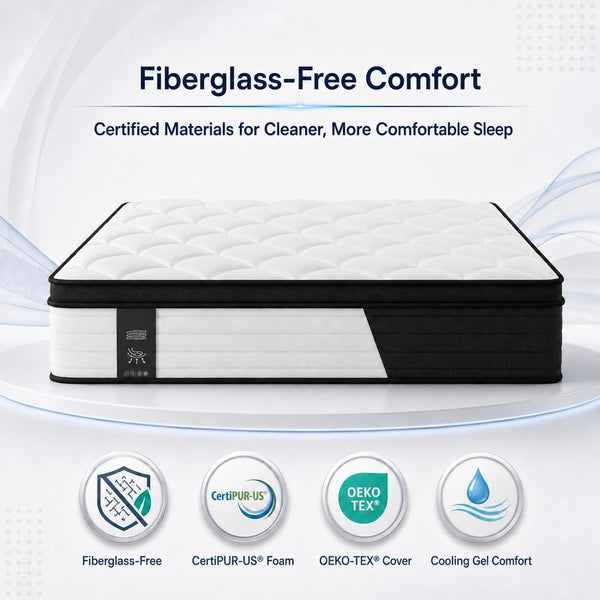 Twin 10 Inch Black and White Hybrid Mattress in a Box, Medium Feel Mattress with Cooling Gel Memory Foam, Latex and Pocket Springs7