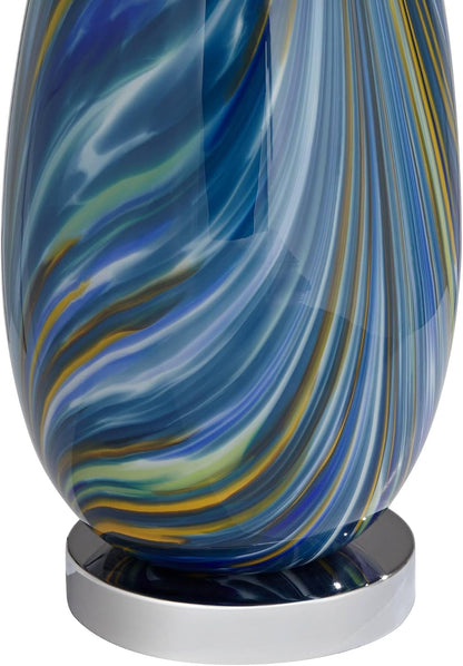 Pablo 27" Tall Table Lamps Set of 2 Modern Blue Art Glass Coastal6