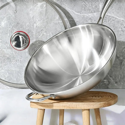 Stainless Steel 316 Wok with Glass Lid, Tri-Ply Large Cooking Surface, Oven Safe & Induction Compatible (12.5 Inch)3